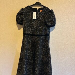 Tadashi Shoji Black A-line Puff Sleeve Dress